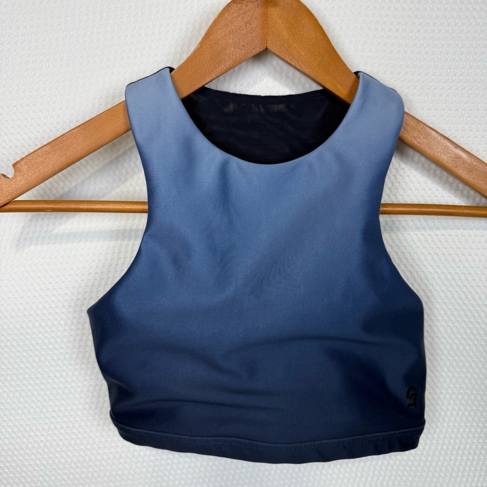 Good American Empower Ombre Sports Bra Size Crop Top Size 1 Small Tranquil Blue
